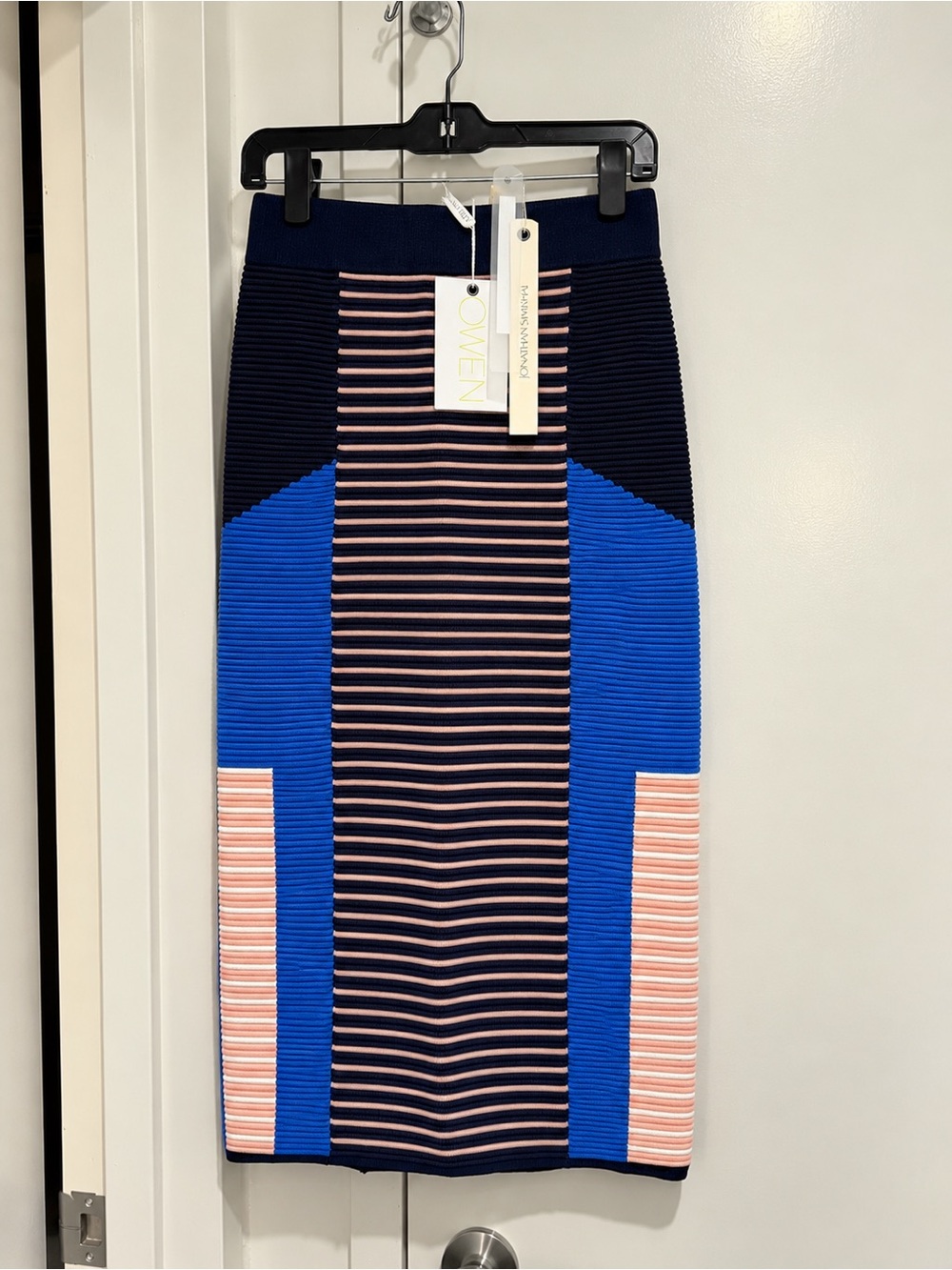 NWT Jonathan Simkhai Colorblock Ribbed Knit Midi Skirt S $345